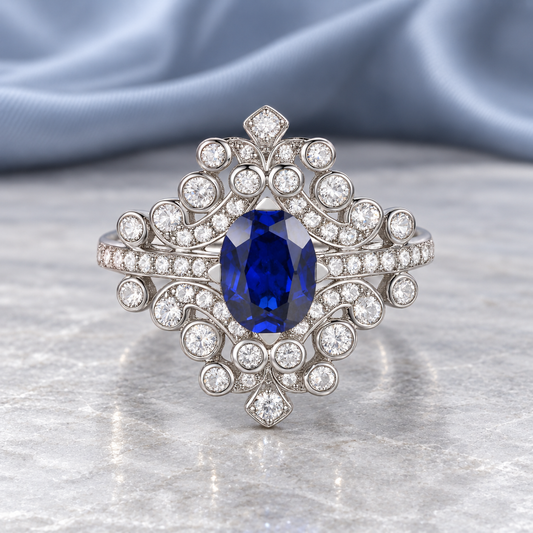 Sterling Silver Lab Created Gemstone Cocktail Ring