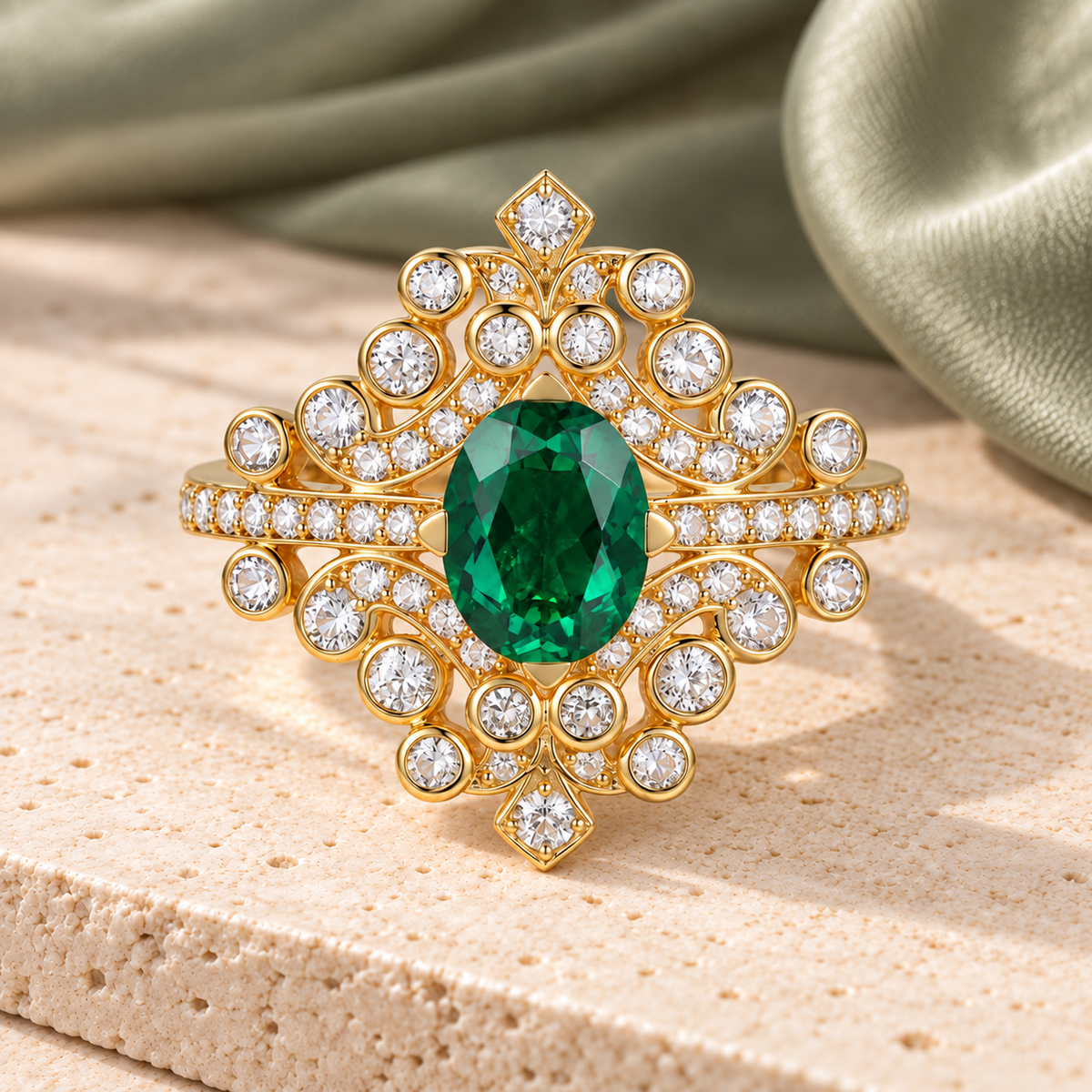 Sterling Silver Lab Created Gemstone Cocktail Ring