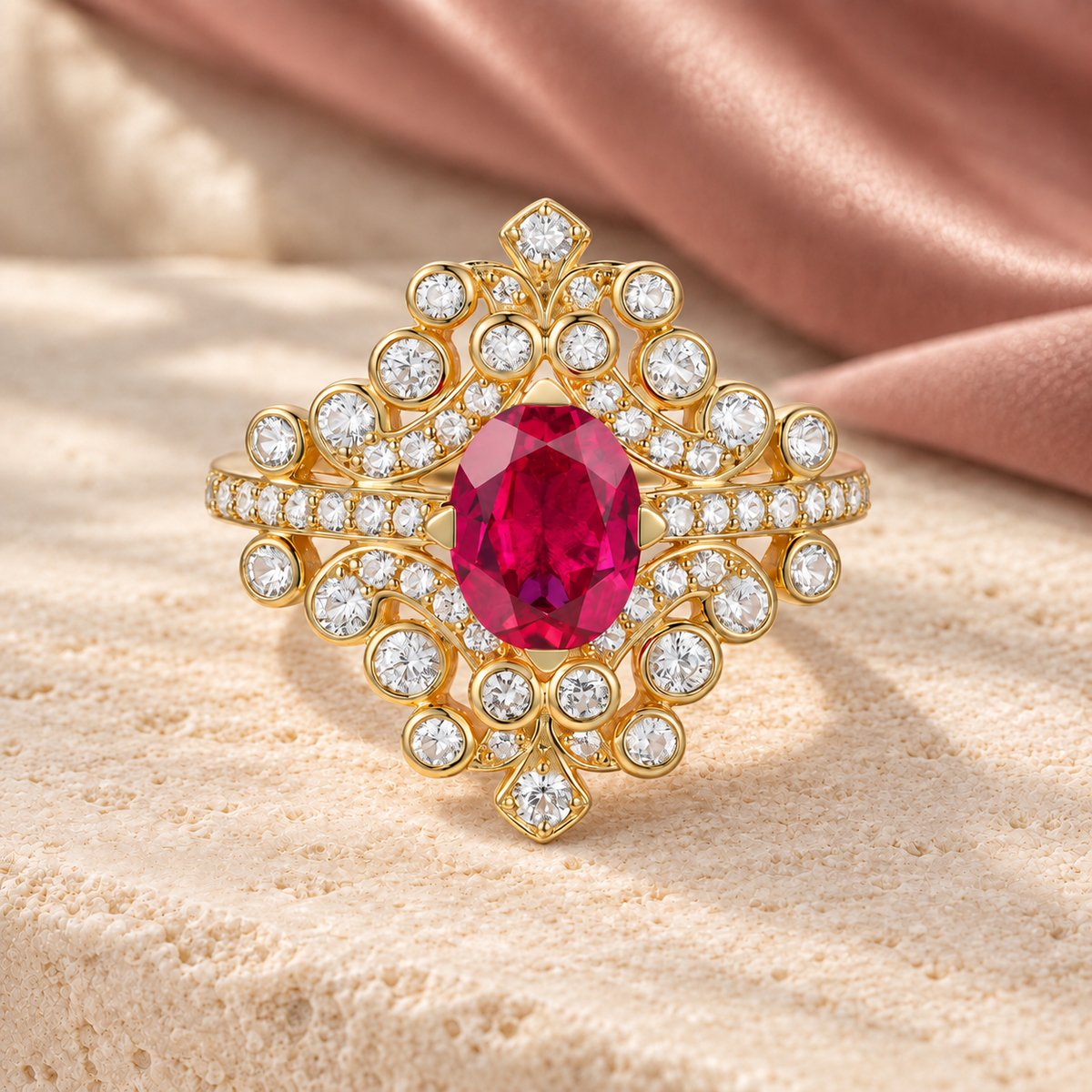 Sterling Silver Lab Created Gemstone Cocktail Ring