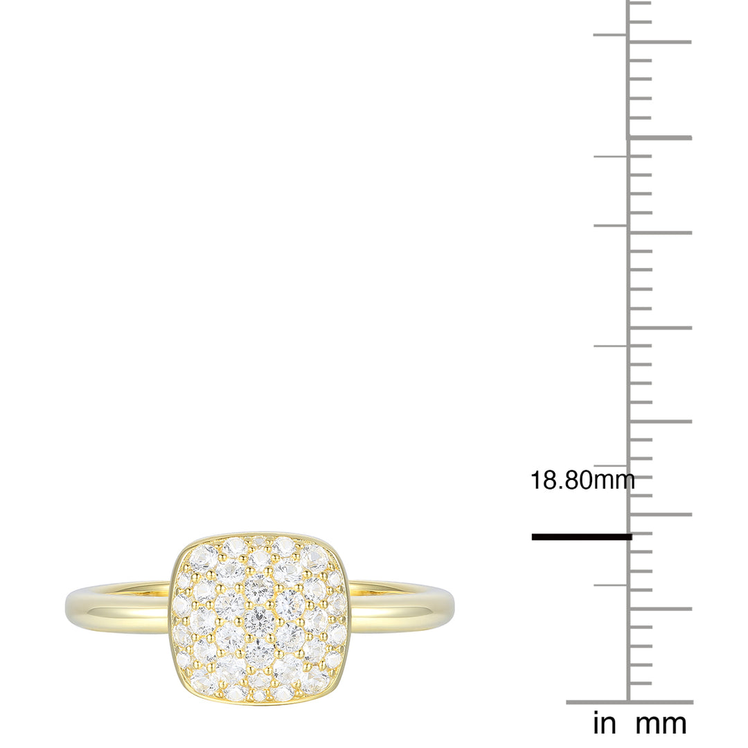 14K Yellow Gold over Sterling Silver 3/8 ct tw Diamond Cushion Shape Pavé Ring (I-I2)