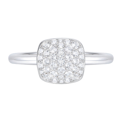 Sterling Silver 3/8 ct tw Diamond Cushion Shape Pavé Ring (I-I2)