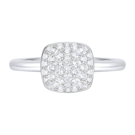 Sterling Silver 3/8 ct tw Diamond Cushion Shape Pavé Ring (I-I2)