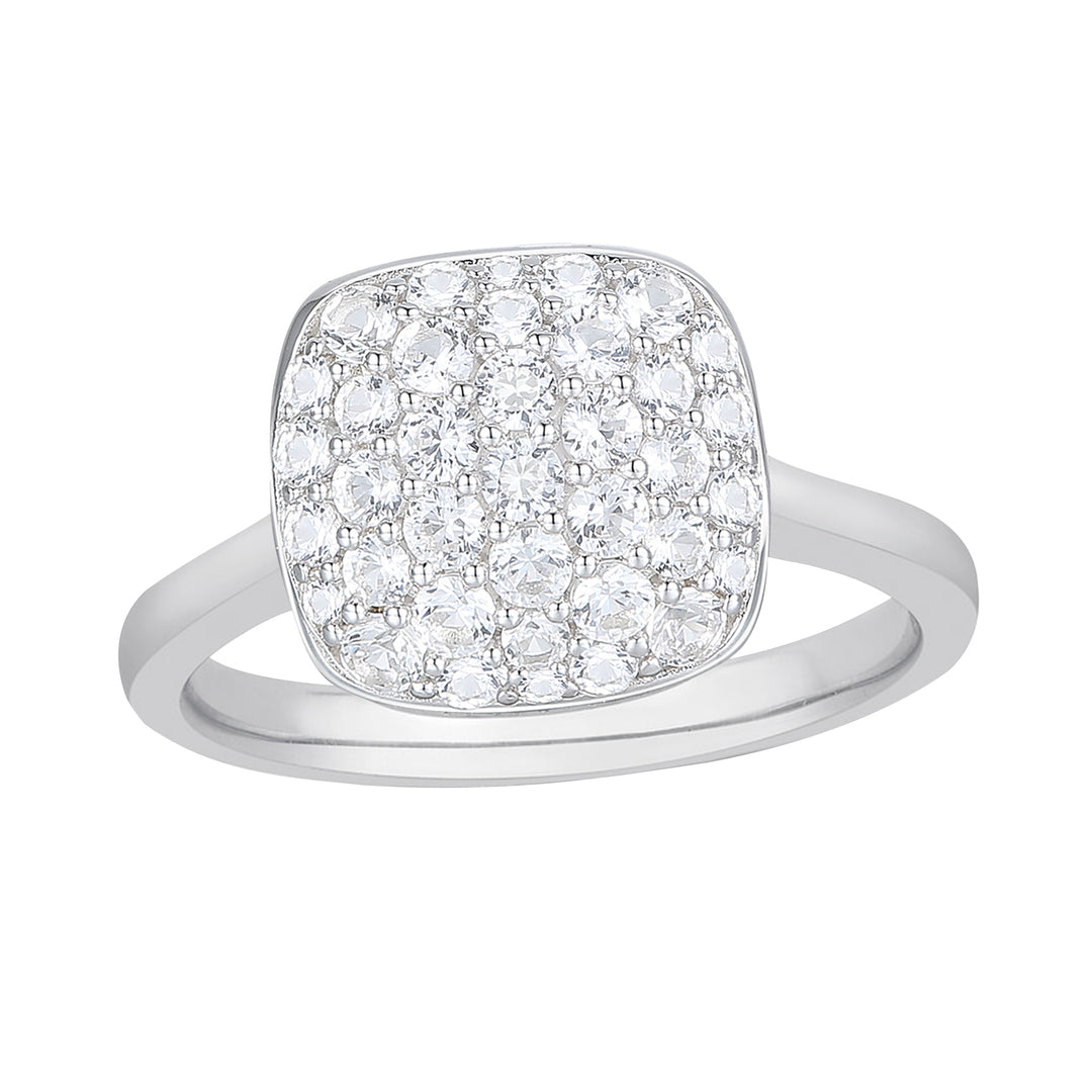 Sterling Silver 3/8 ct tw Diamond Cushion Shape Pavé Ring (I-I2)