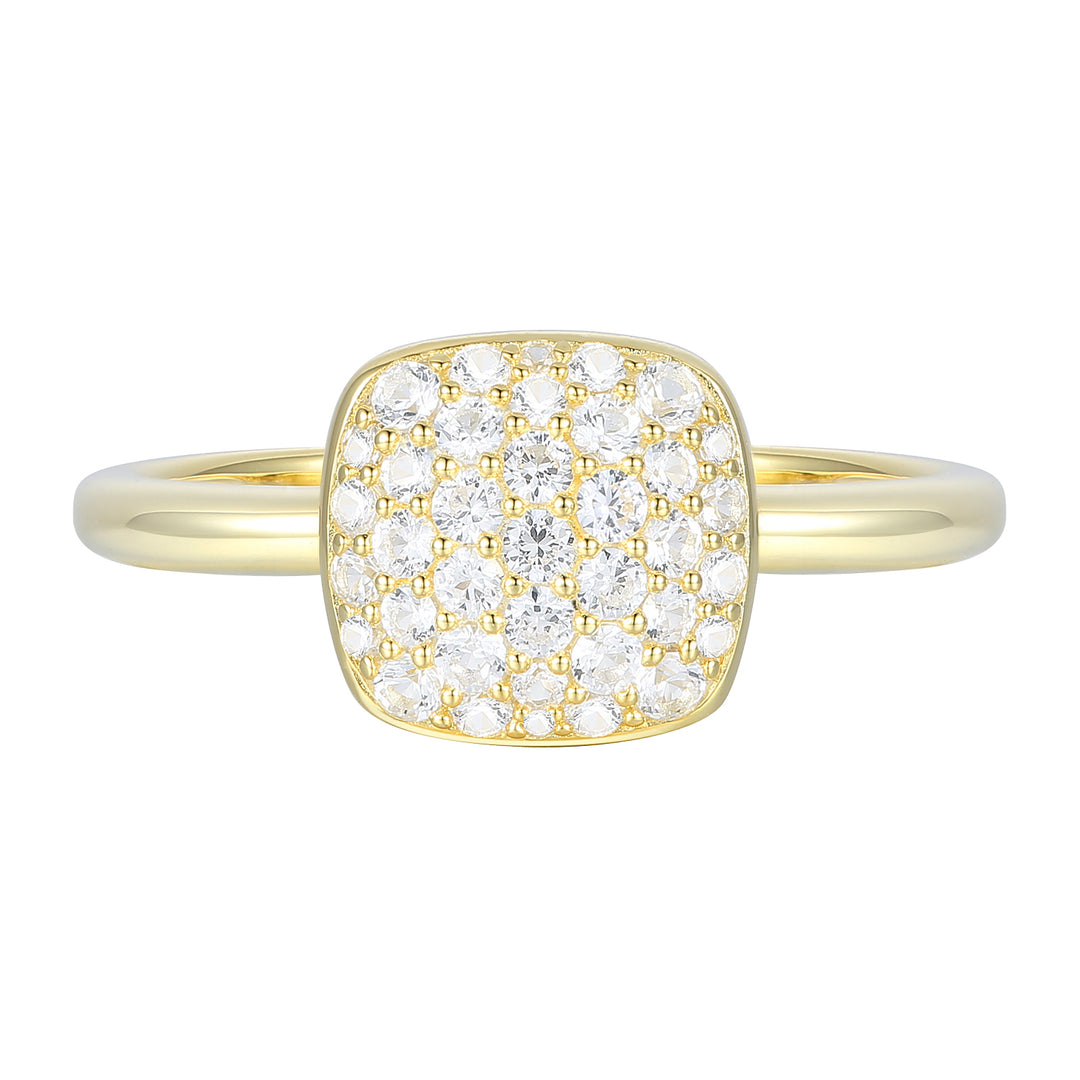 14K Yellow Gold over Sterling Silver 3/8 ct tw Diamond Cushion Shape Pavé Ring (I-I2)