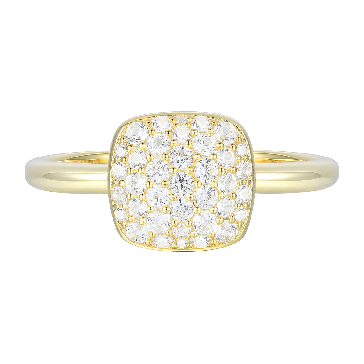 14K Yellow Gold over Sterling Silver 3/8 ct tw Diamond Cushion Shape Pavé Ring (I-I2)