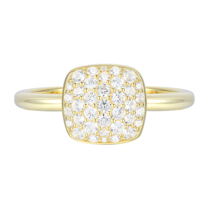 14K Yellow Gold over Sterling Silver 3/8 ct tw Diamond Cushion Shape Pavé Ring (I-I2)