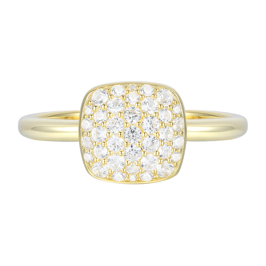 14K Yellow Gold over Sterling Silver 3/8 ct tw Diamond Cushion Shape Pavé Ring (I-I2)