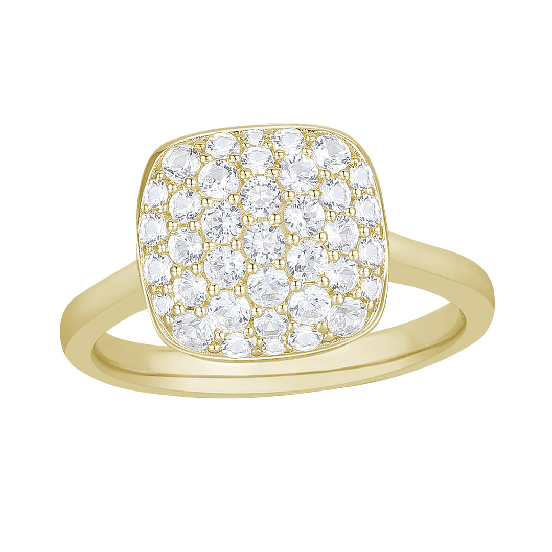 14K Yellow Gold over Sterling Silver 3/8 ct tw Diamond Cushion Shape Pavé Ring (I-I2)