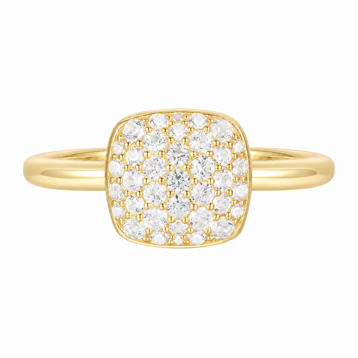 14K Yellow Gold over Sterling Silver 3/8 ct tw Diamond Cushion Shape Pavé Ring (I-I2)