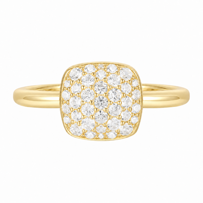 14K Yellow Gold over Sterling Silver 3/8 ct tw Diamond Cushion Shape Pavé Ring (I-I2)
