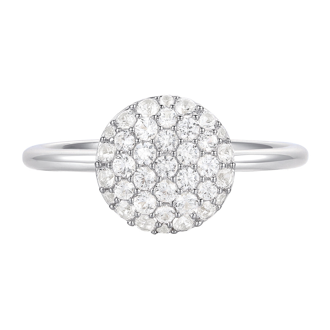 Sterling Silver 1/2 ct tw Diamond Round Shape Pavé Ring (I-I2)