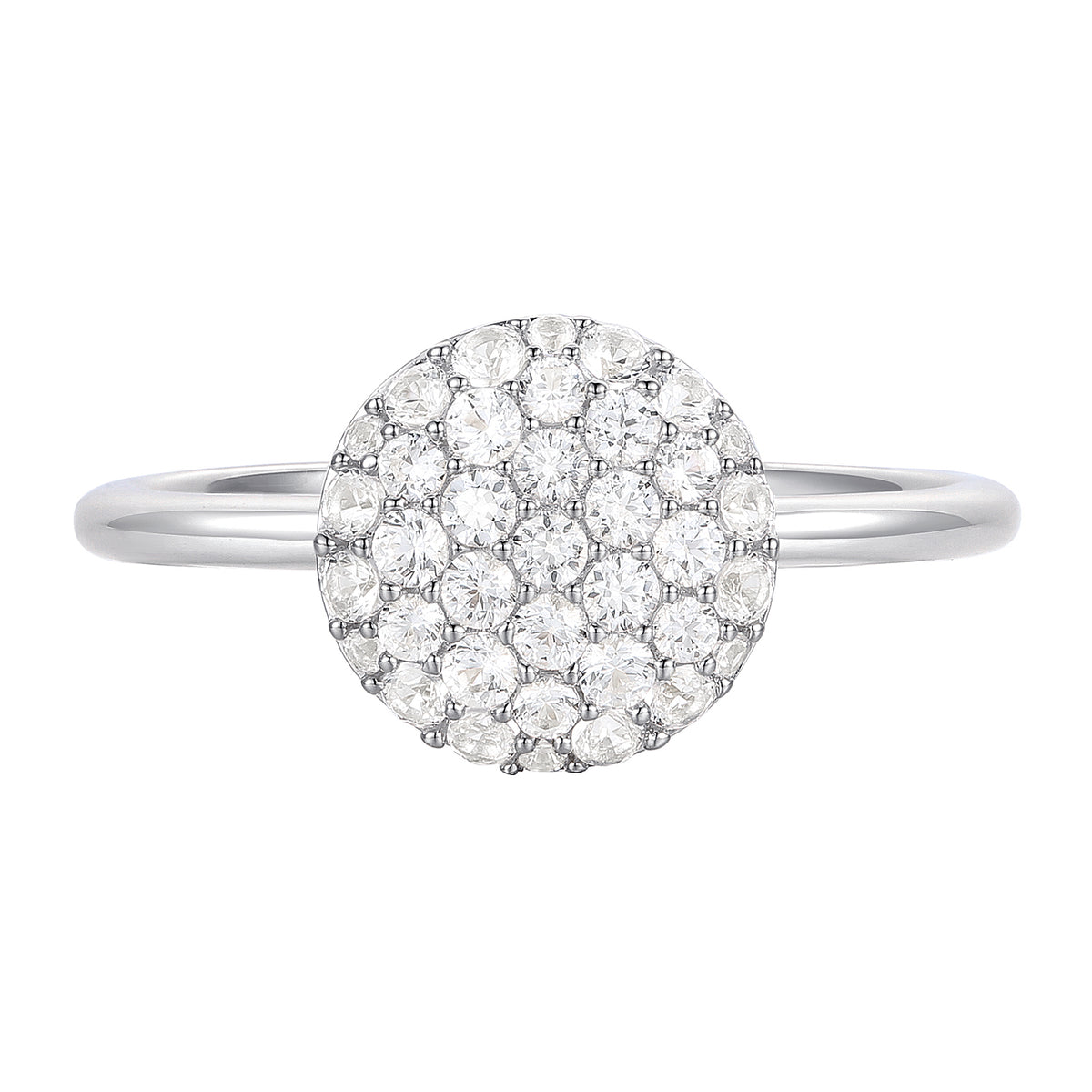Sterling Silver 1/2 ct tw Diamond Round Shape Pavé Ring (I-I2)