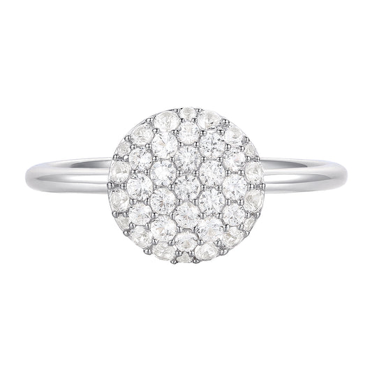 Sterling Silver 1/2 ct tw Diamond Round Shape Pavé Ring (I-I2)