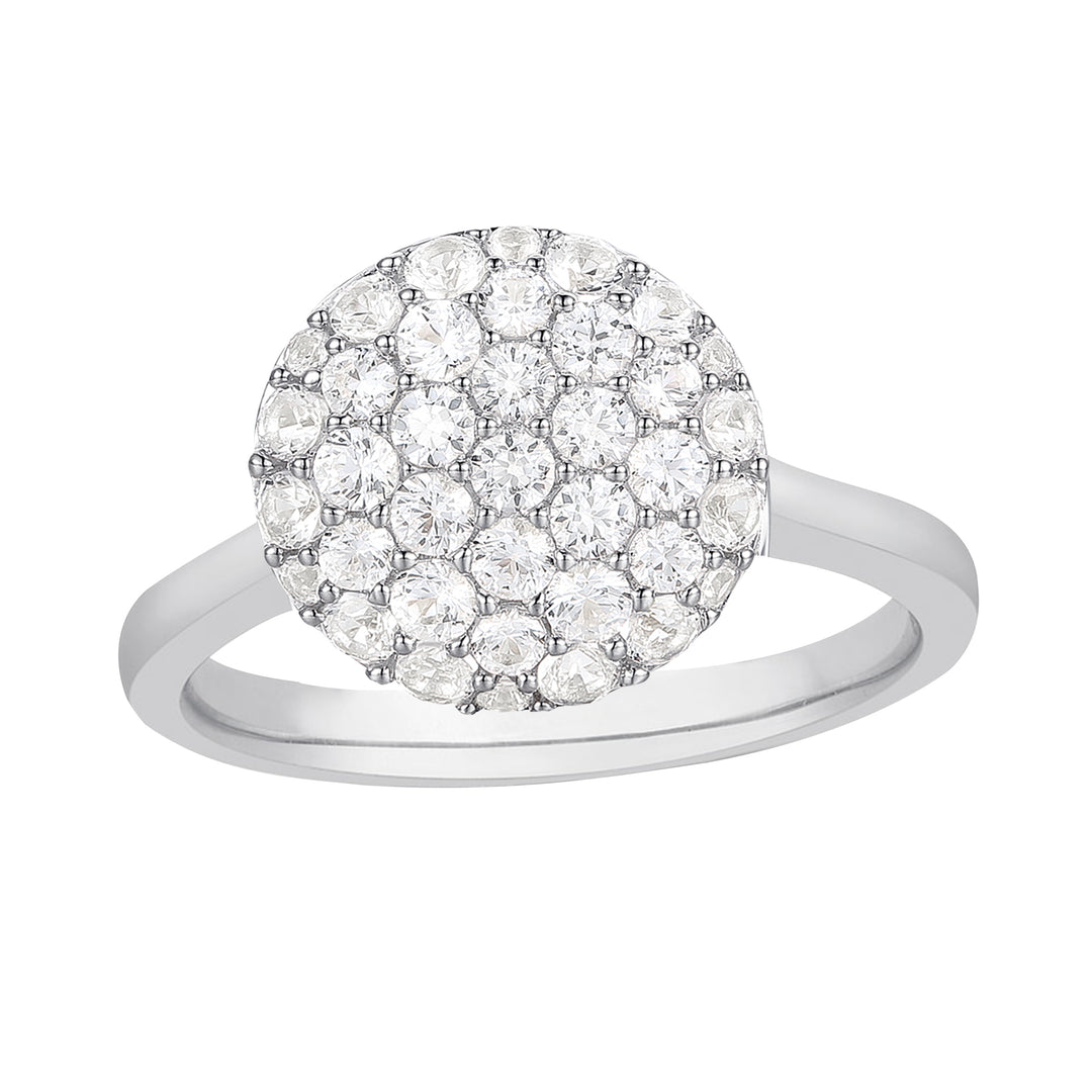 Sterling Silver 1/2 ct tw Diamond Round Shape Pavé Ring (I-I2)