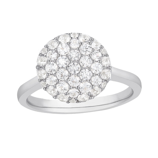 Sterling Silver 1/2 ct tw Diamond Round Shape Pavé Ring (I-I2)