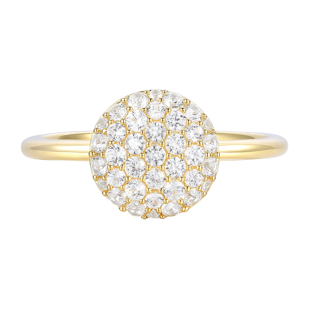 14K Yellow Gold over Sterling Silver 1/2 ct tw Diamond Round Shape Pavé Ring (I-I2)