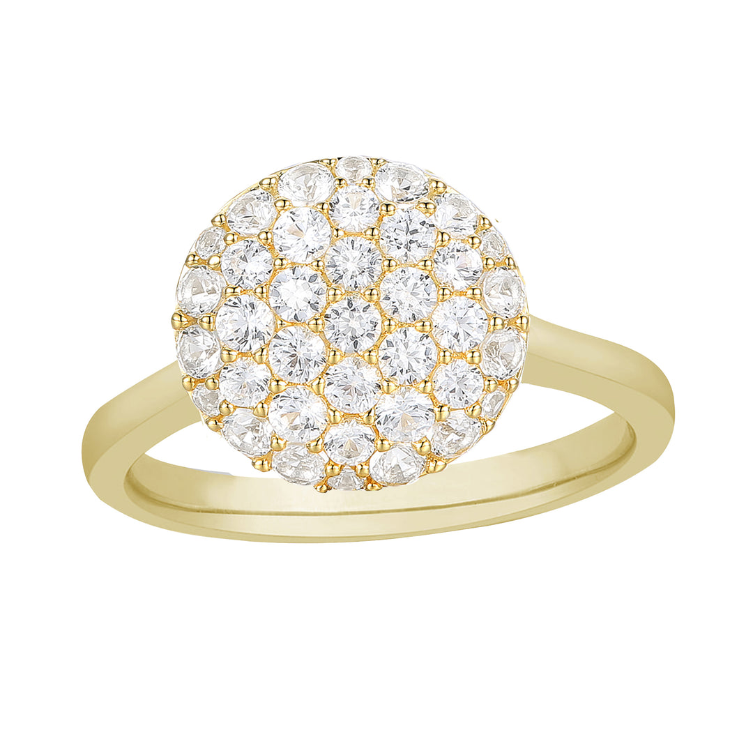 14K Yellow Gold over Sterling Silver 1/2 ct tw Diamond Round Shape Pavé Ring (I-I2)