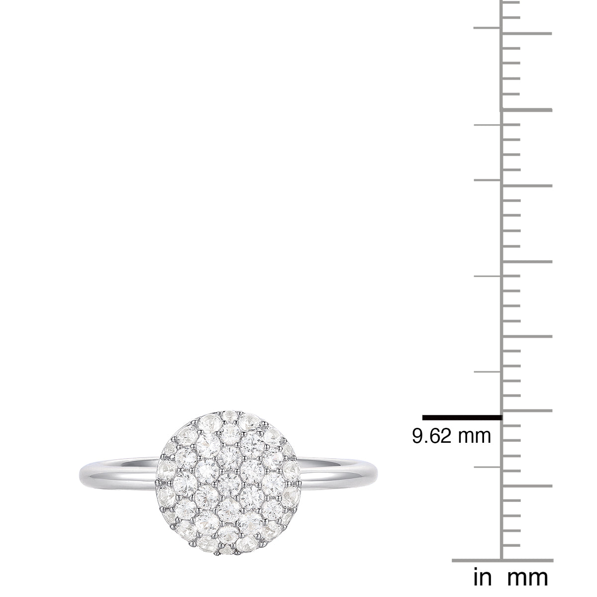 Sterling Silver 1/2 ct tw Diamond Round Shape Pavé Ring (I-I2)