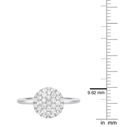 Sterling Silver 1/2 ct tw Diamond Round Shape Pavé Ring (I-I2)