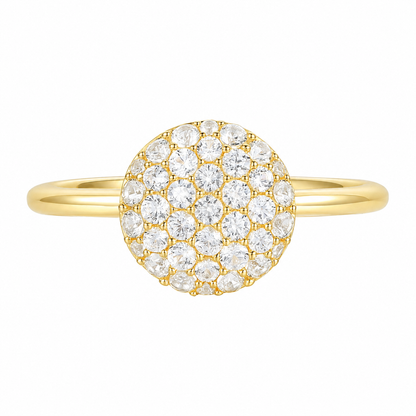 14K Yellow Gold over Sterling Silver 1/2 ct tw Diamond Round Shape Pavé Ring (I-I2)