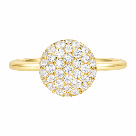 14K Yellow Gold over Sterling Silver 1/2 ct tw Diamond Round Shape Pavé Ring (I-I2)