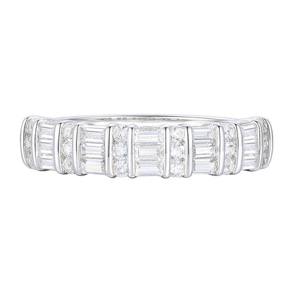10K White Gold 3/8 ct tw Round and Baguette Band Ring (I-I2)