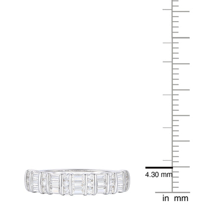 10K White Gold 3/8 ct tw Round and Baguette Band Ring (I-I2)
