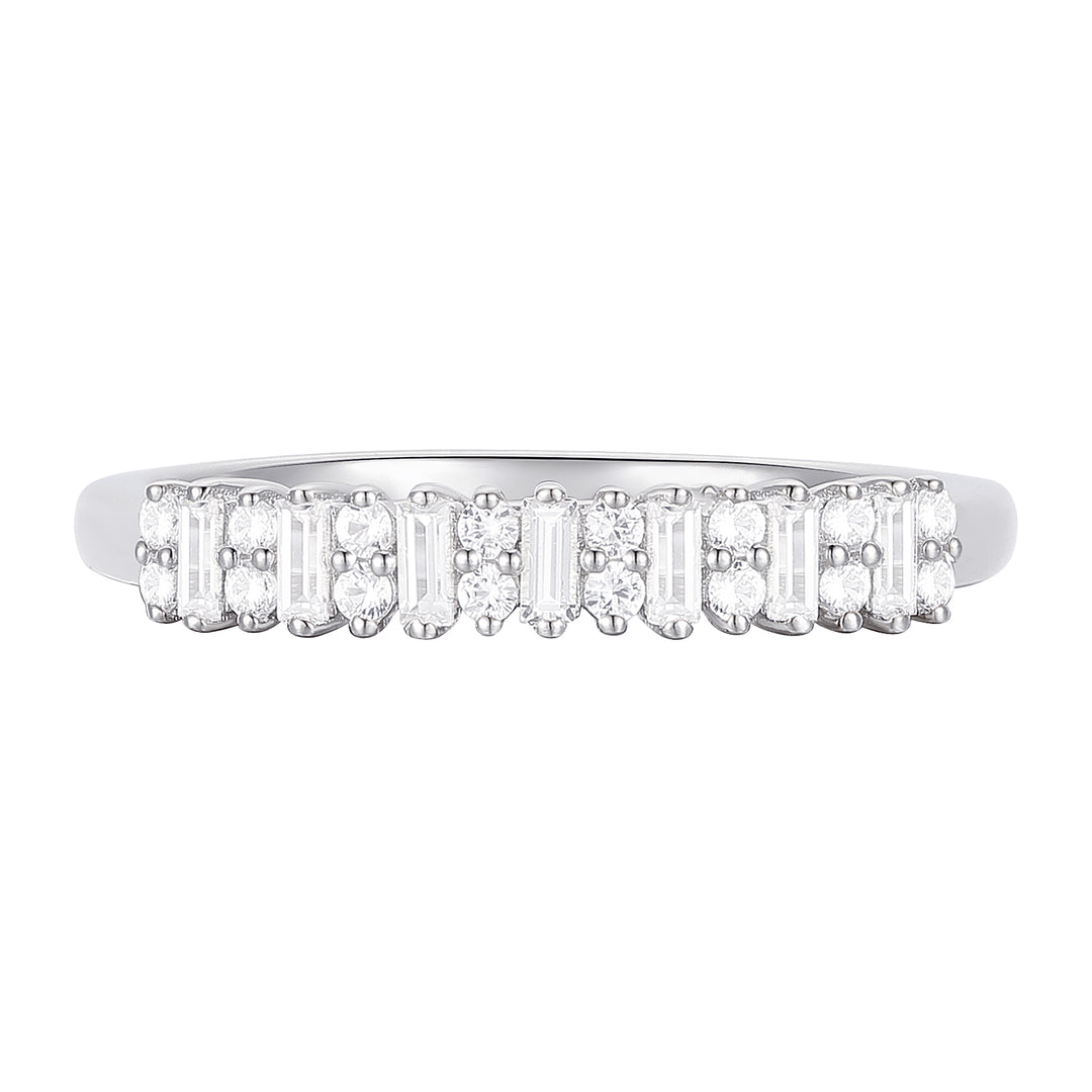 10K White Gold 1/3 ct tw Round and Baguette Band Ring (I-I2)