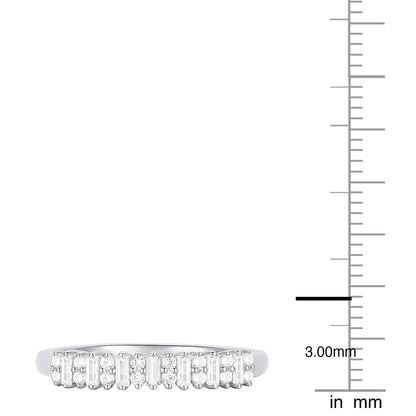 10K White Gold 1/3 ct tw Round and Baguette Band Ring (I-I2)