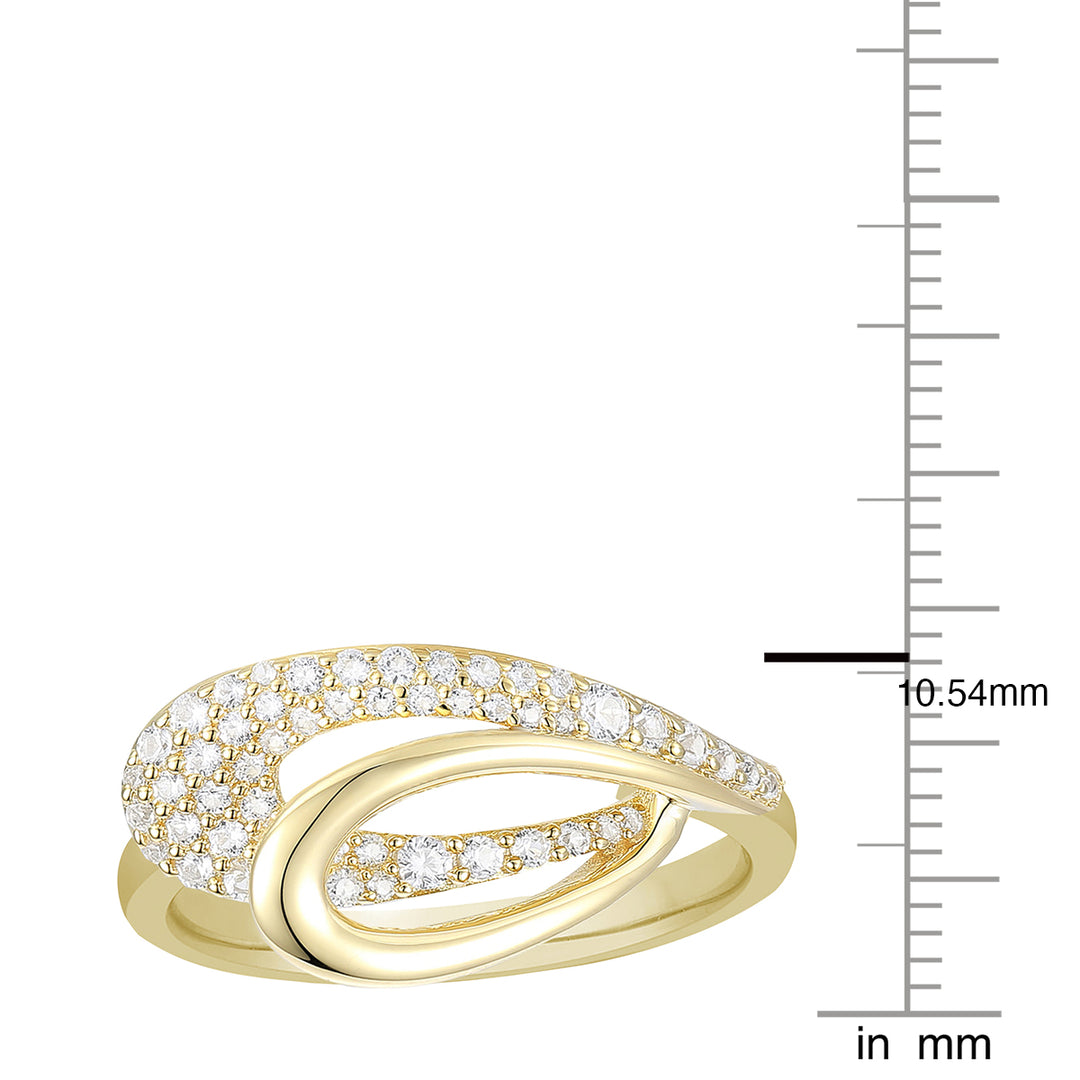 14K Yellow Gold over Sterling Silver 1/4 ct tw Diamond Modern Wave Ring (I-I2)