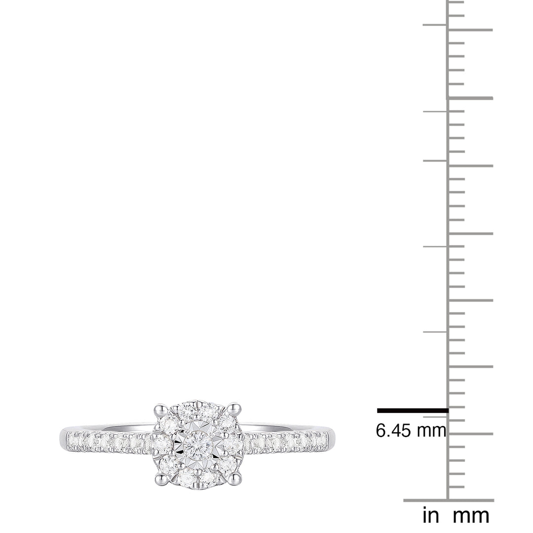 10K White Gold 1/3 ct tw Diamond Miracle Plate Halo Ring (I-I2)