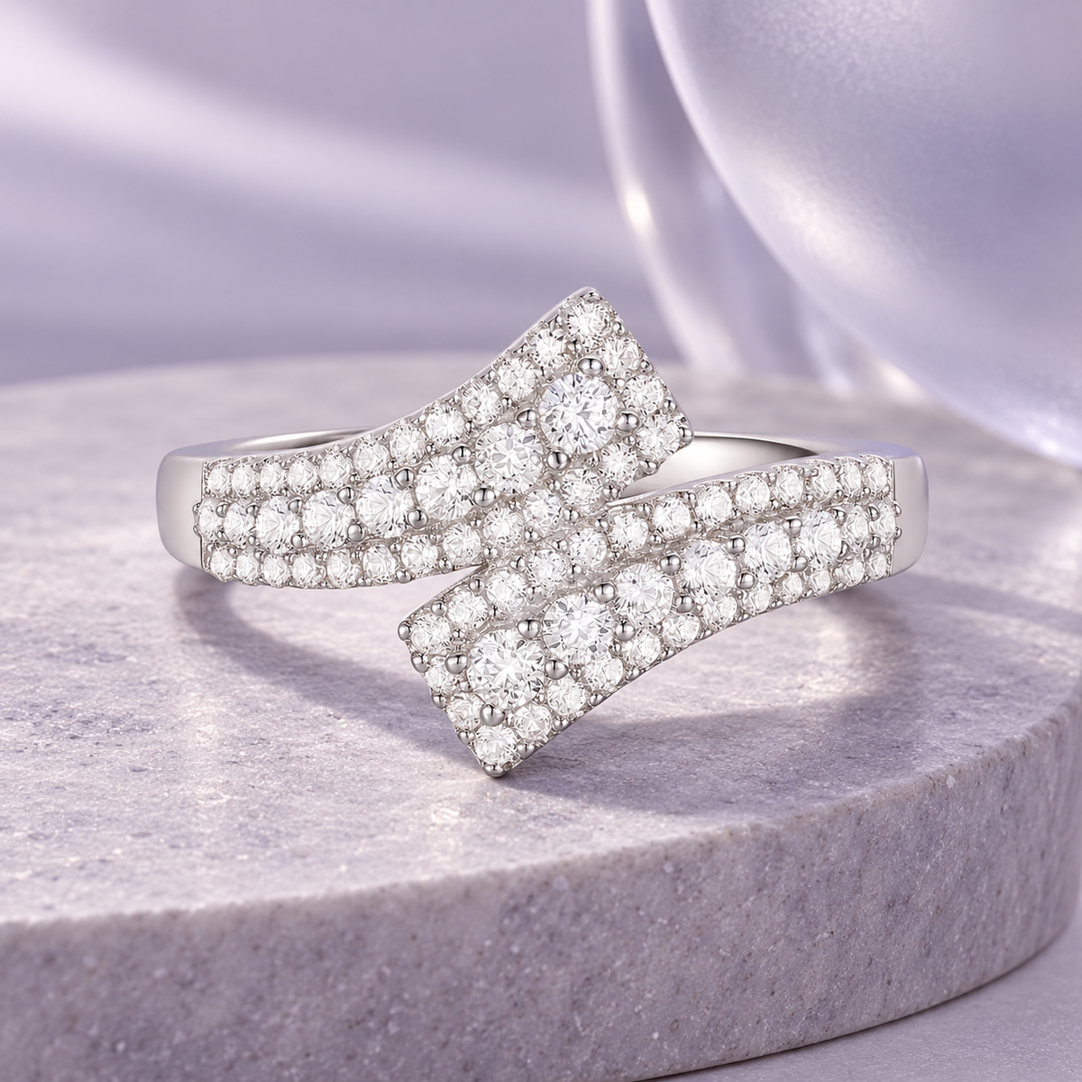 10K White Gold 1/2 ct tw Diamond By-pass Ring (I-I2)