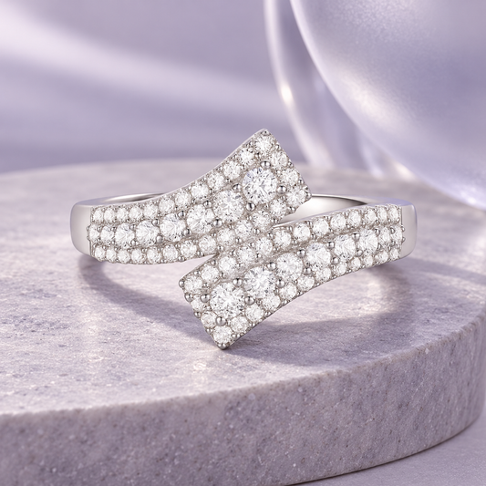 10K White Gold 1/2 ct tw Diamond By-pass Ring (I-I2)
