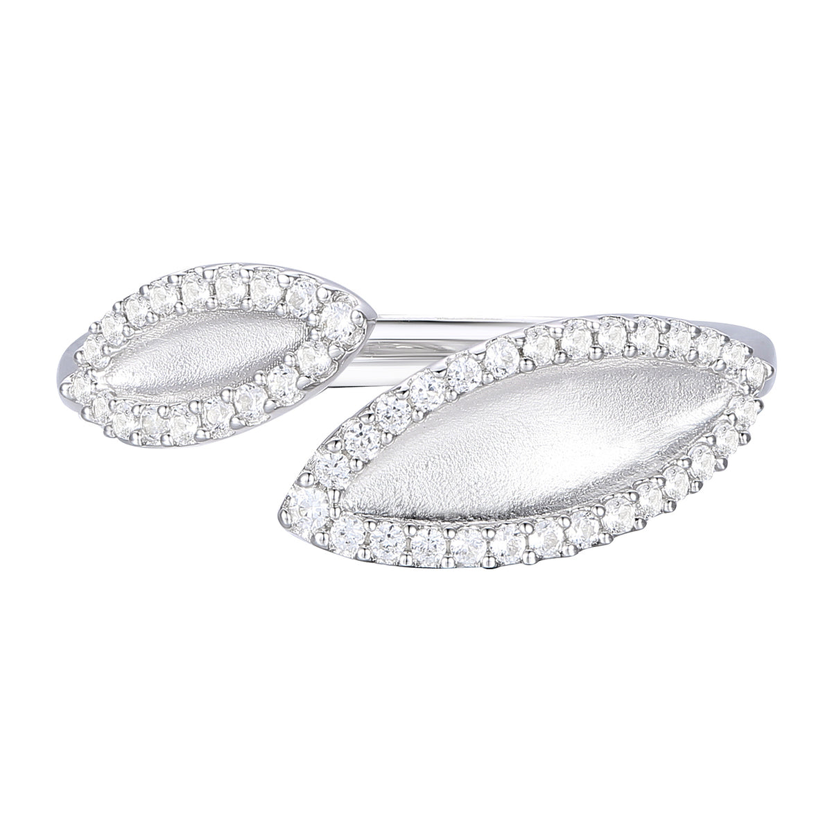 10K White Gold 1/4 ct tw Satin Leaf Diamond Ring (I-I2)