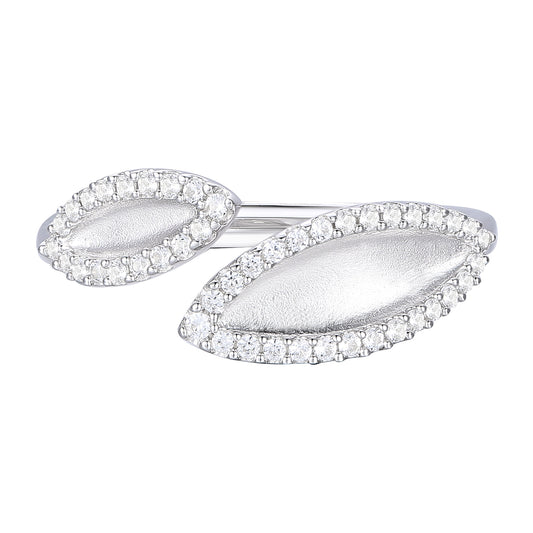 10K White Gold 1/4 ct tw Satin Leaf Diamond Ring (I-I2)