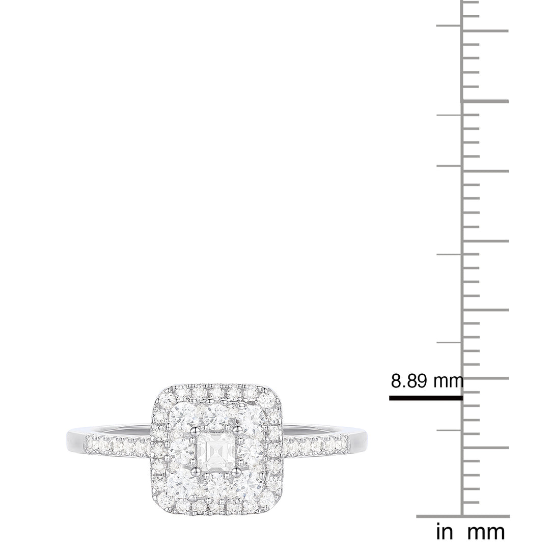 10K White Gold 1/2 ct tw Diamond Square Halo Ring (I-I2)