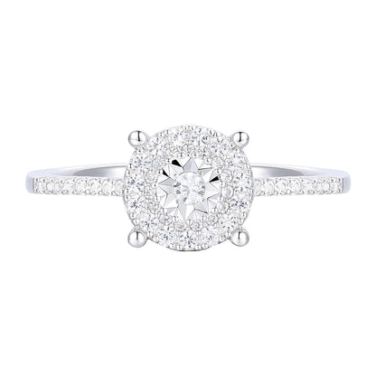 Sterling Silver 1/4 ct tw Diamond Miracle Plate Halo Ring (I-I2)
