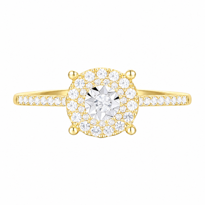14K Yellow Gold over Sterling Silver 1/4 ct tw Diamond Miracle Plate Halo Ring (I-I2)