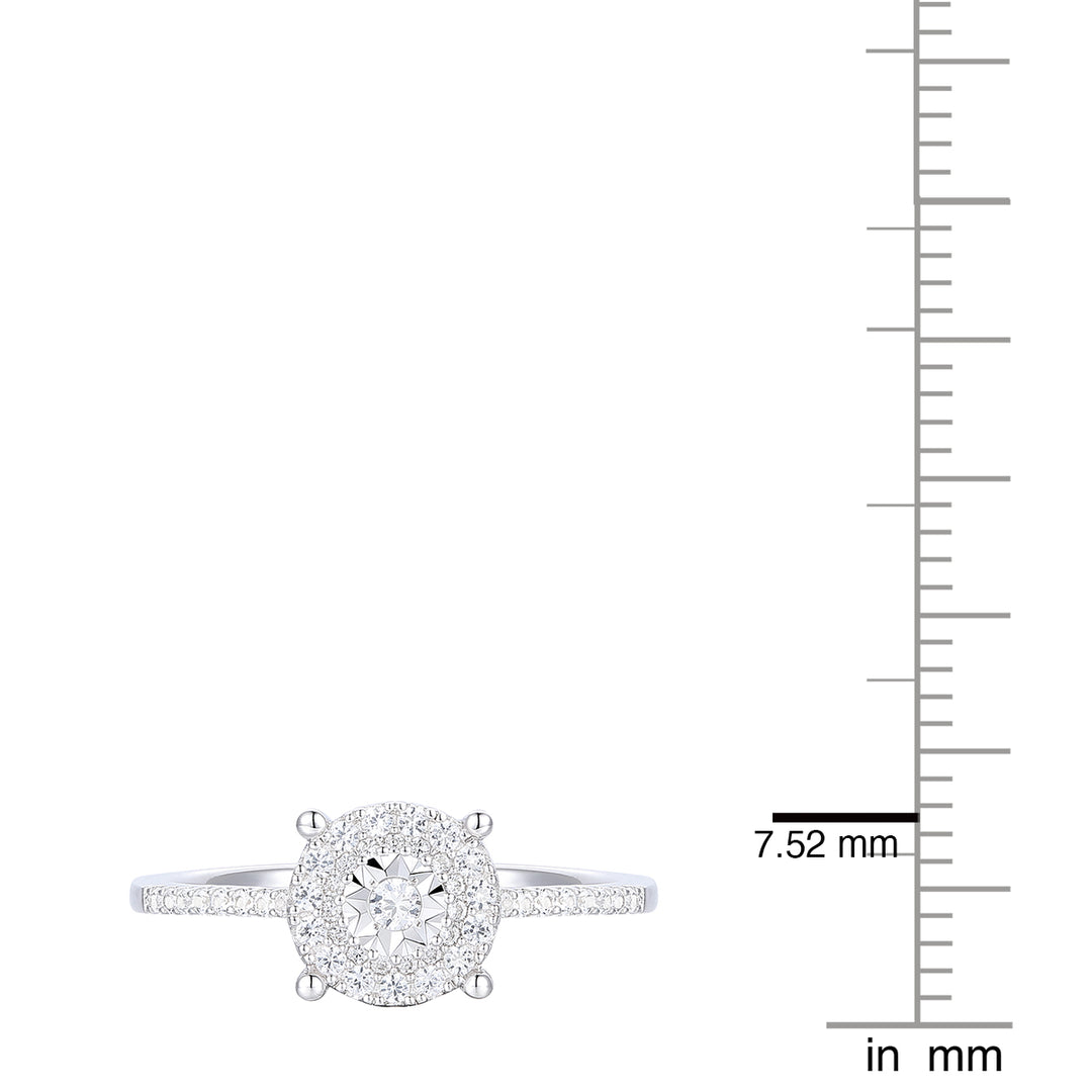 Sterling Silver 1/4 ct tw Diamond Miracle Plate Halo Ring (I-I2)