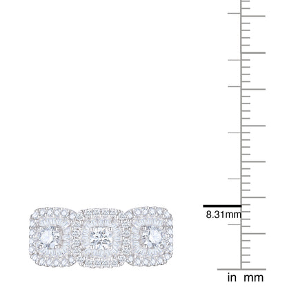 10K White Gold 1 ct tw Round and Baquette Diamond Multi Cushion Shape Ring (I-I2)