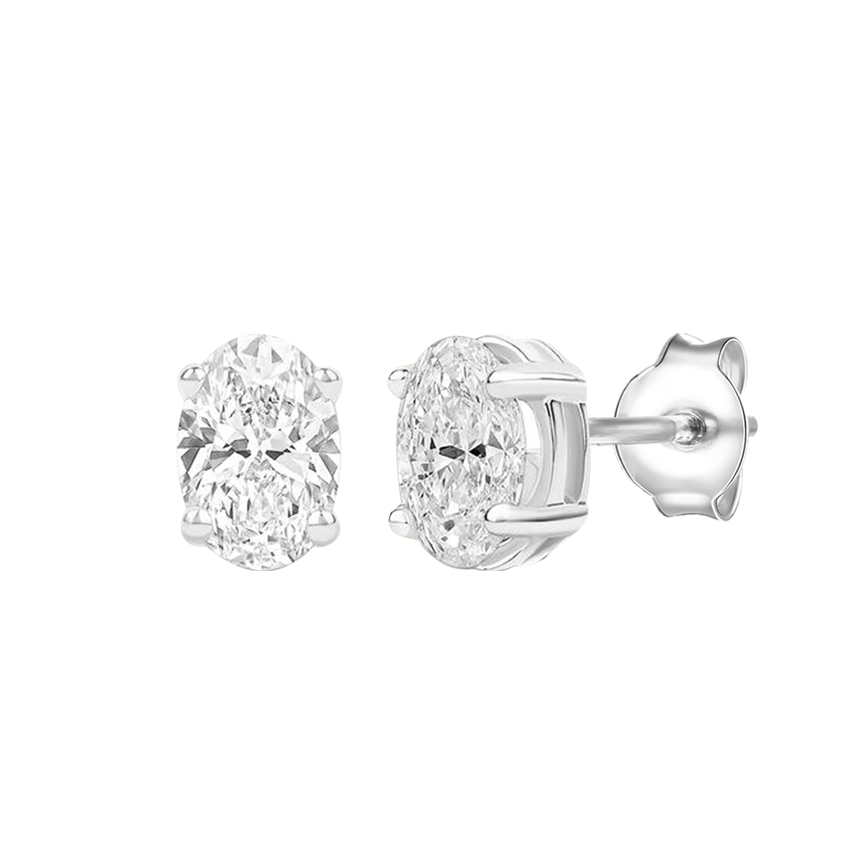 14K Lab Grown Oval Solitaire Earrings F-G VS1-VS2