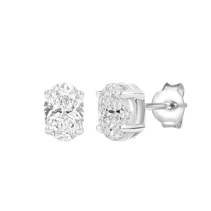 14K Lab Grown Oval Solitaire Earrings F-G VS1-VS2