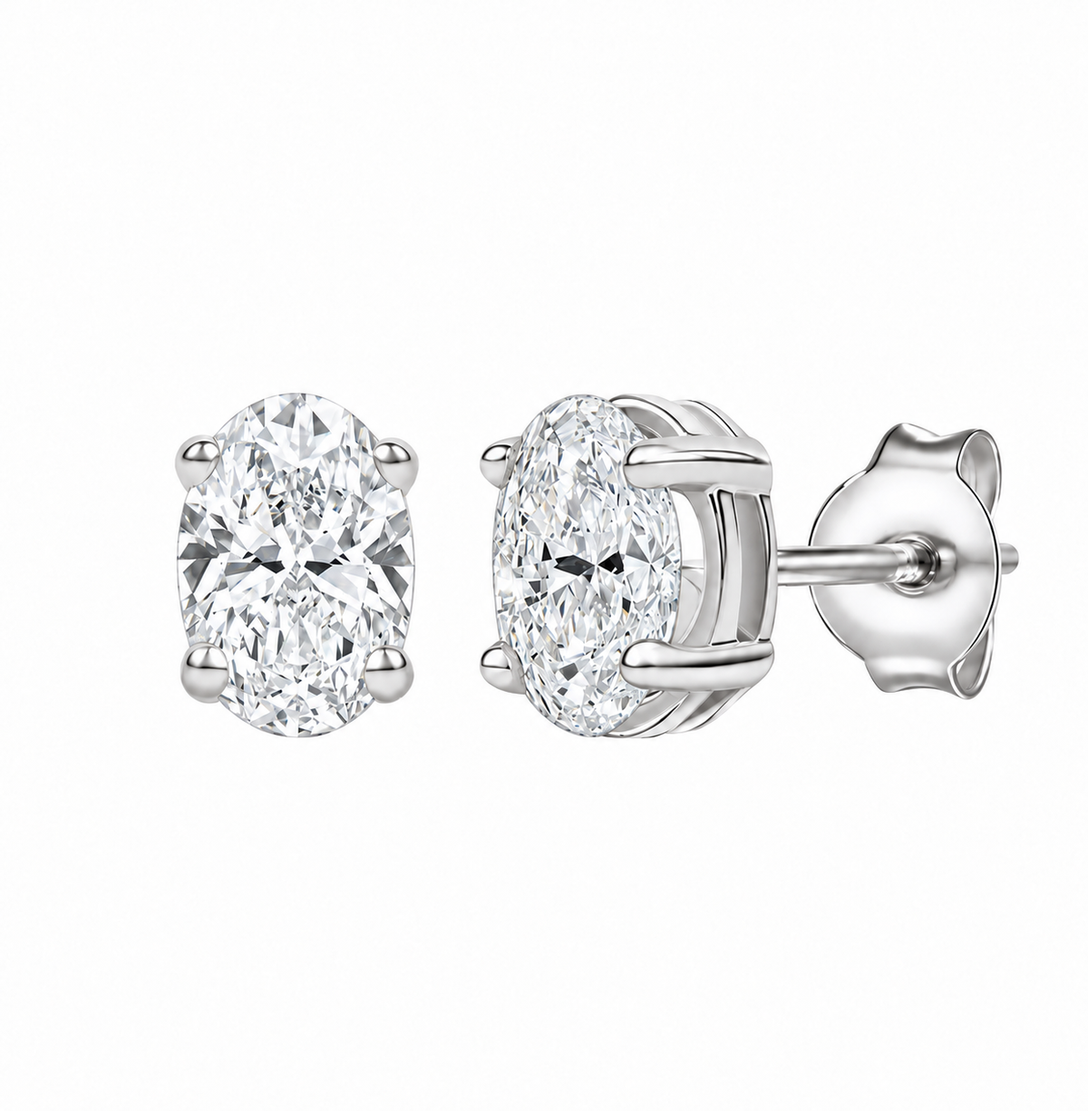 14K Lab Grown Oval Solitaire Earrings F-G VS1-VS2