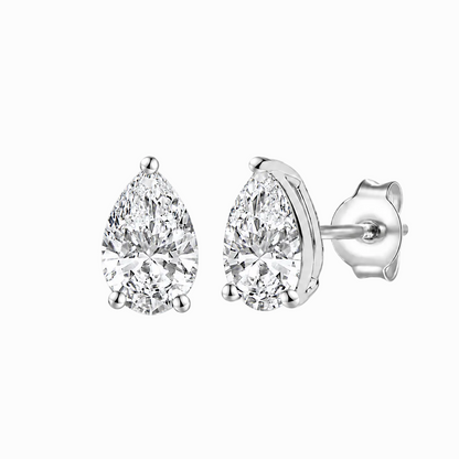 14K Lab Grown Pear Solitaire Earrings F-G VS1-VS2