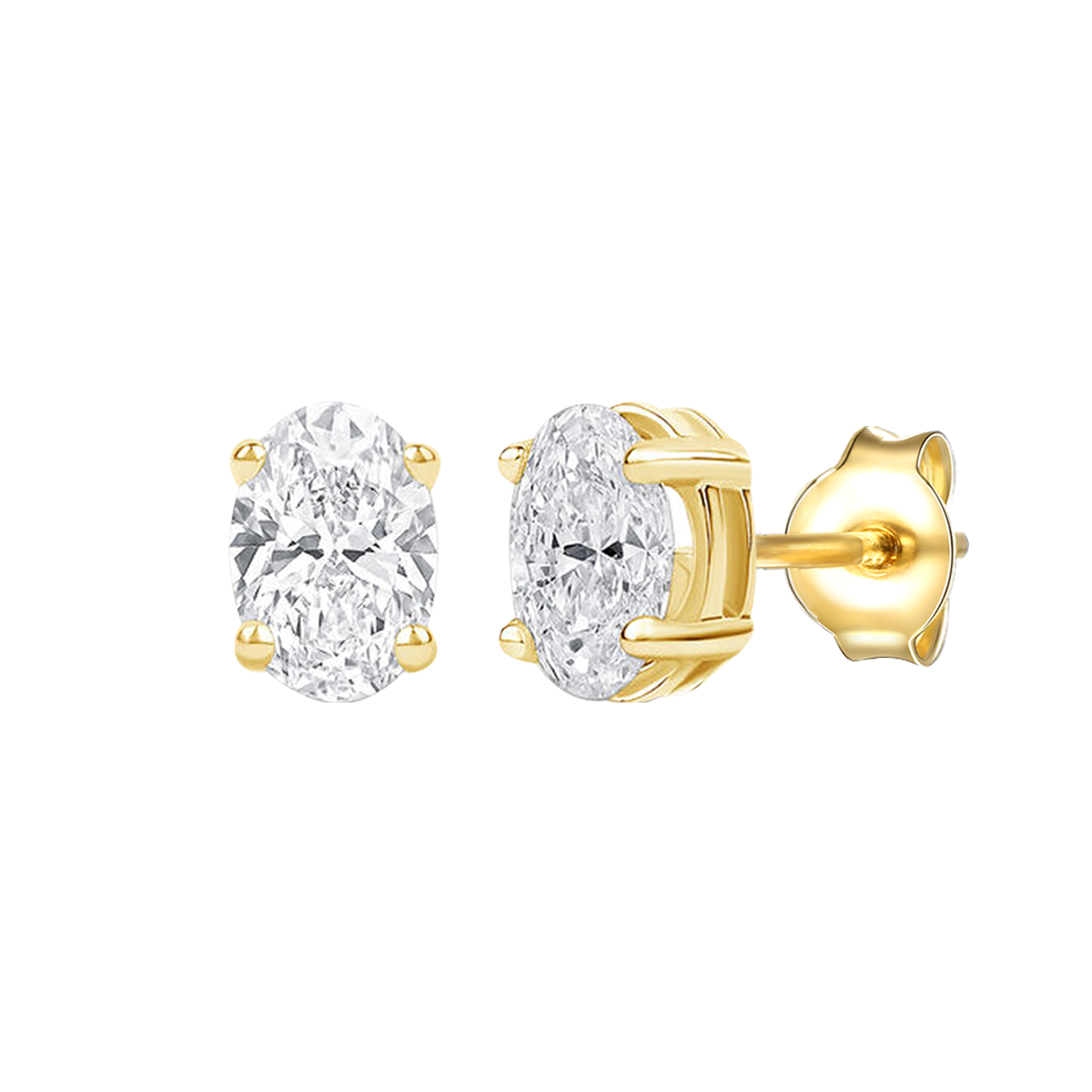 14K Lab Grown Oval Solitaire Earrings F-G VS1-VS2