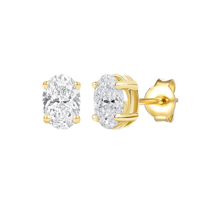 14K Lab Grown Oval Solitaire Earrings F-G VS1-VS2