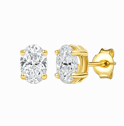 14K Lab Grown Oval Solitaire Earrings F-G VS1-VS2