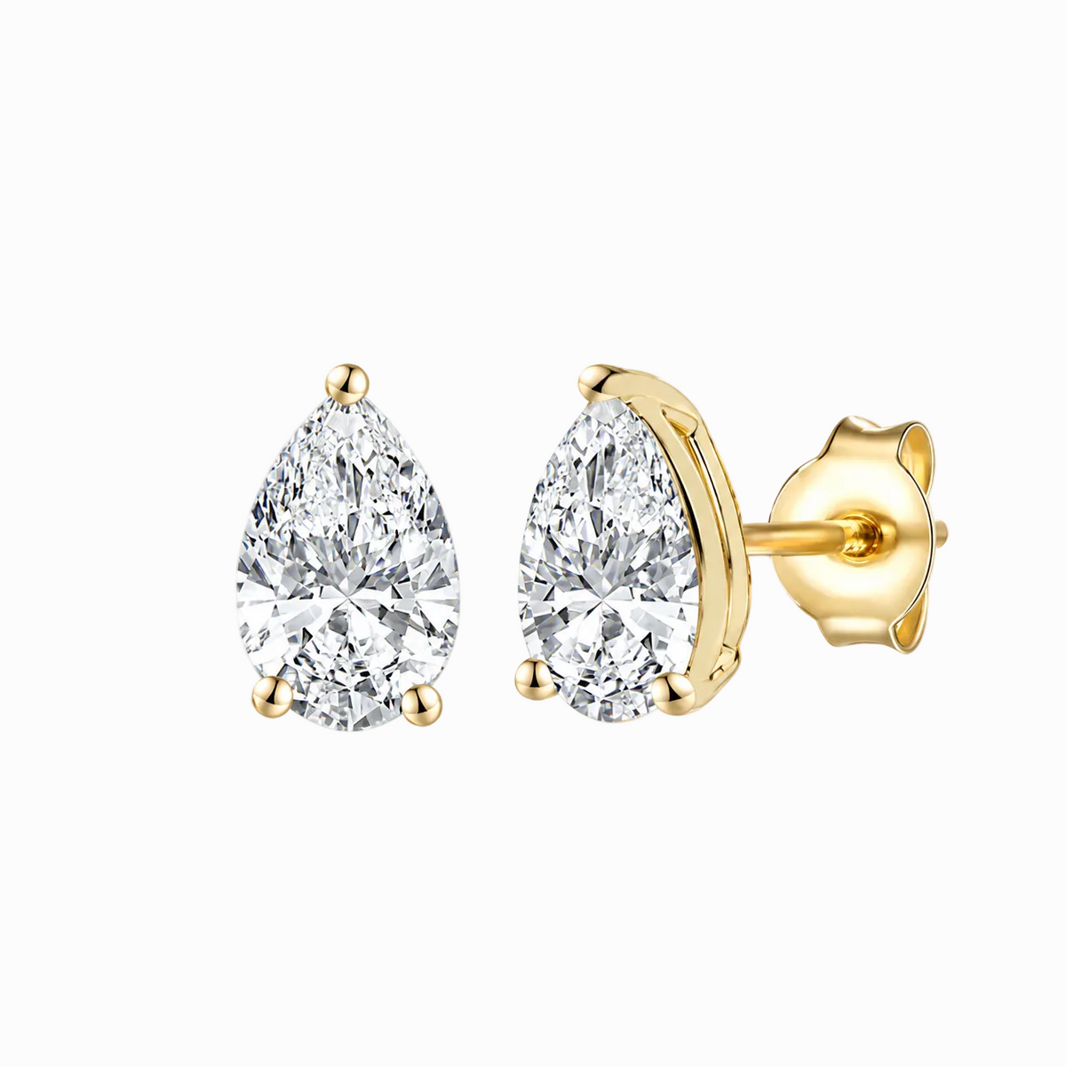 14K Lab Grown Pear Solitaire Earrings F-G VS1-VS2