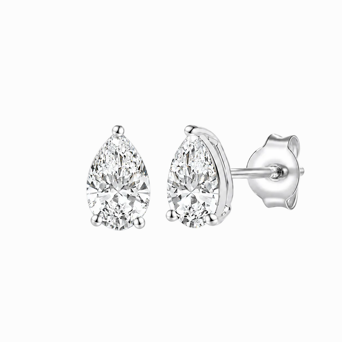 14K Lab Grown Pear Solitaire Earrings F-G VS1-VS2