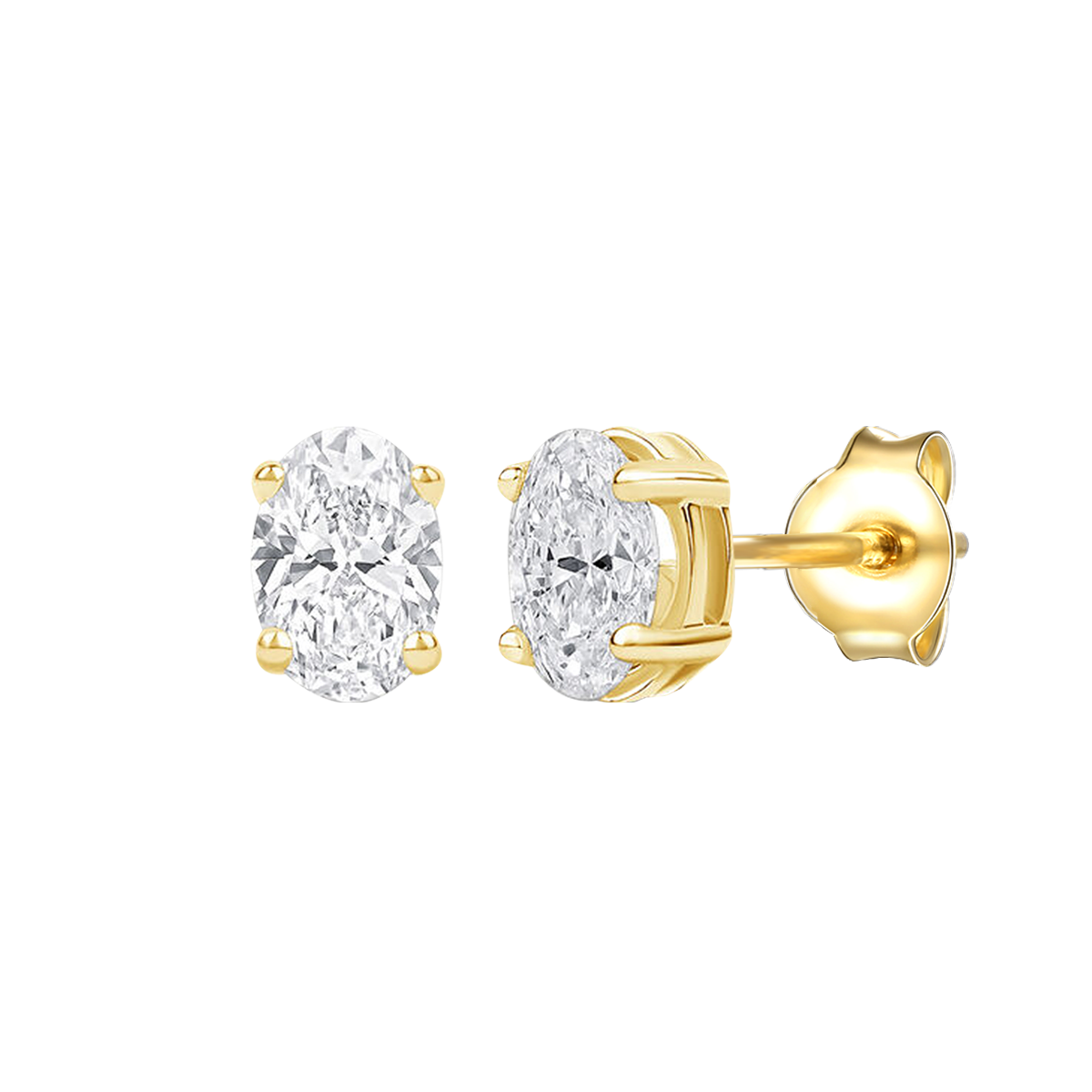 14K Lab Grown Oval Solitaire Earrings F-G VS1-VS2